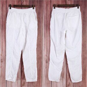 Faherty Womens Small Arlie Pants Slim Fit Straight Leg Linen Blend Pull On White